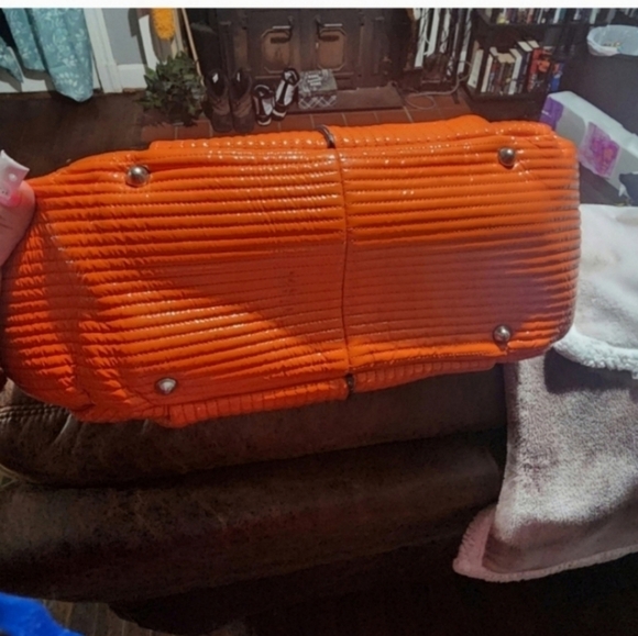 🍁FALL BAG🔥🔥VERY RARE VNTG Chloe ORANGE Patent Lambskin Heloise Large Satchel - Picture 4 of 13